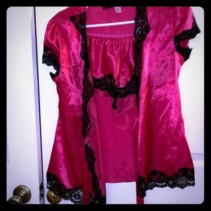 Hot pink and black lace Fredericks of Hollywood